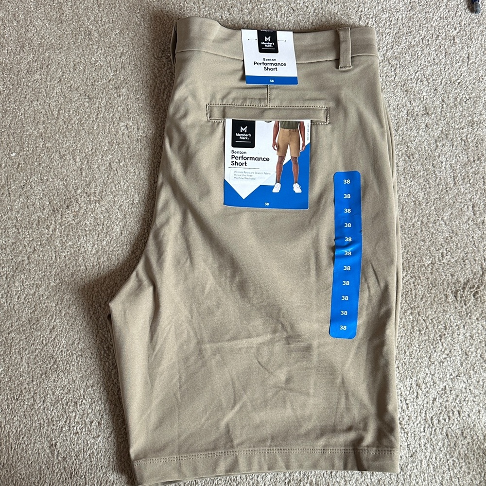 Men's Performance Flat Front Shorts - Tan